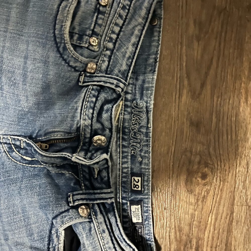 Miss Me Light Blue Boot Cut Jeans with Embellished Pockets - Picture 3 of 4
